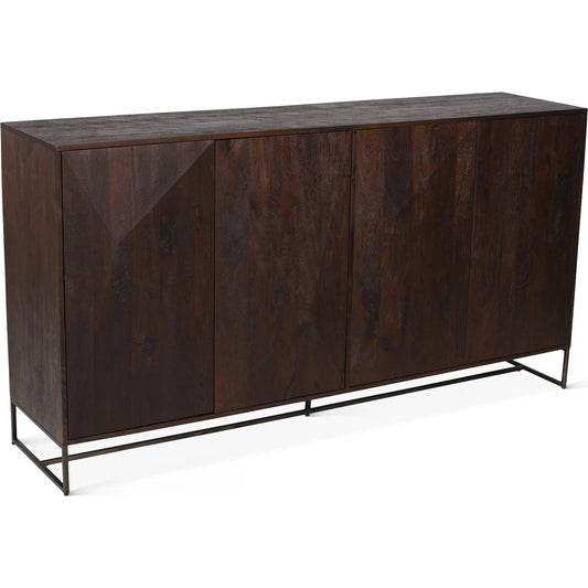Oxford 76" Sideboard by World Interiors in brown and walnut. Made from mango wood in a unique style.