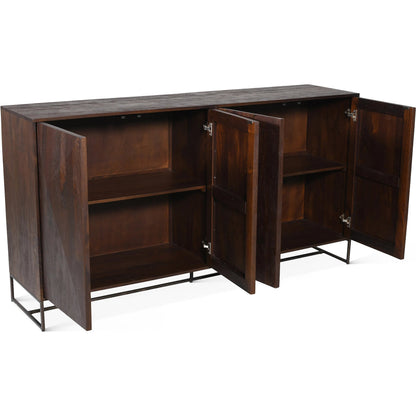 Oxford 76" Sideboard by World Interiors in brown and walnut. Made from mango wood in a traditional style.