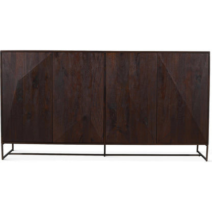 Oxford 76" Sideboard by World Interiors in brown and walnut. Made from mango wood in a traditional style.
