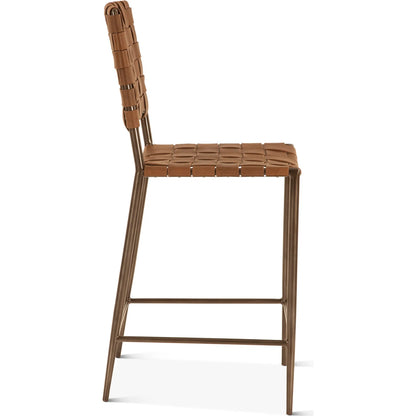 Lund Counter Chair by World Interiors in natural. Made from buffalo leather, reclaimed iron in a traditional style.