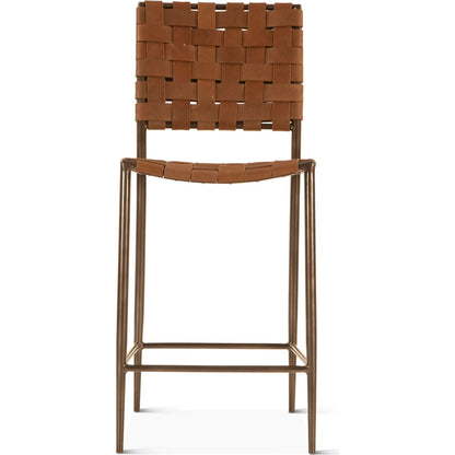 Lund Counter Chair by World Interiors in natural. Made from buffalo leather, reclaimed iron in a traditional style.