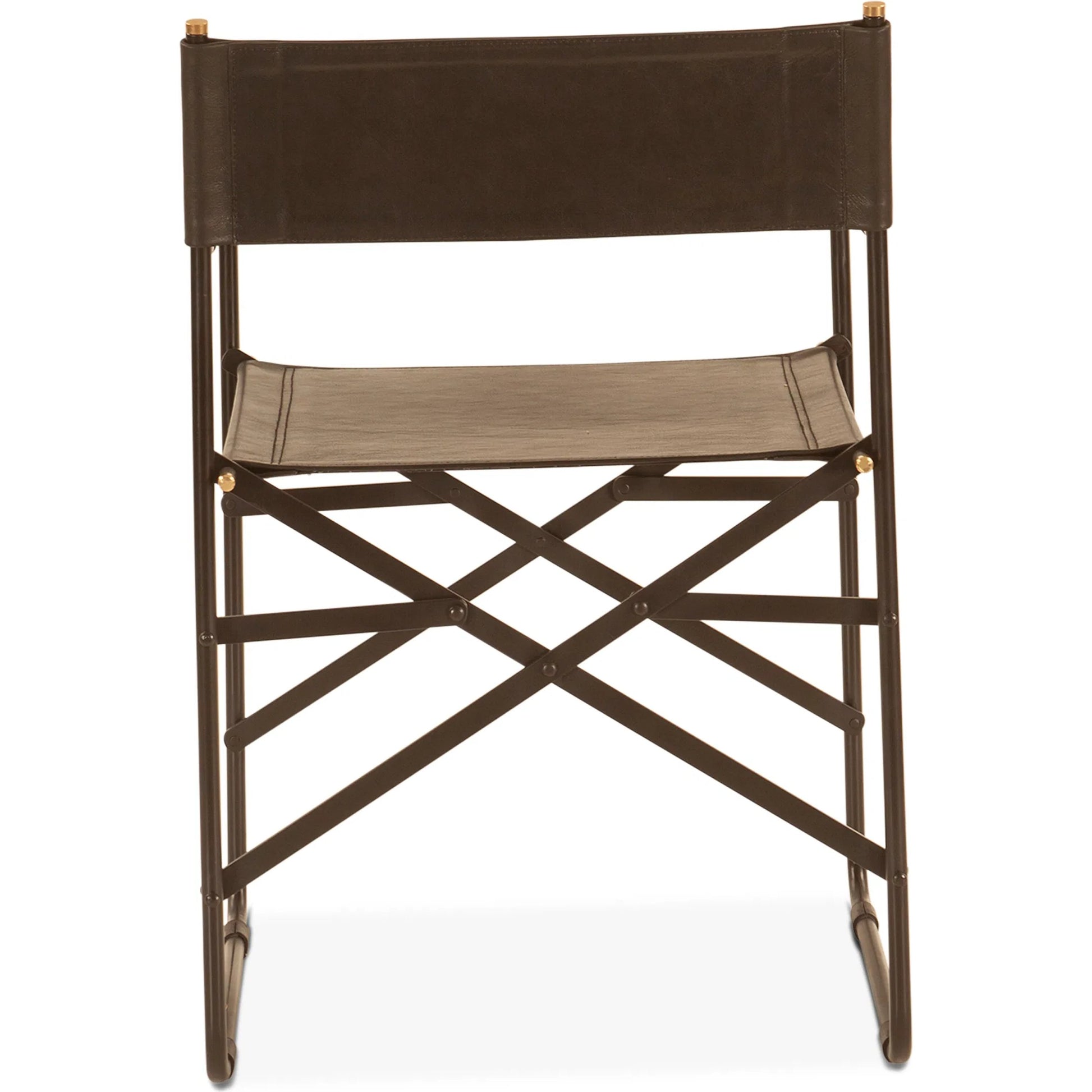 Lund 19" Director's Chair by World Interiors in black and natural. Made from buffalo leather, reclaimed iron in a traditional style.