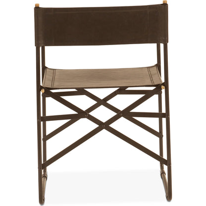 Lund 19" Director's Chair by World Interiors in black and natural. Made from buffalo leather, reclaimed iron in a traditional style.