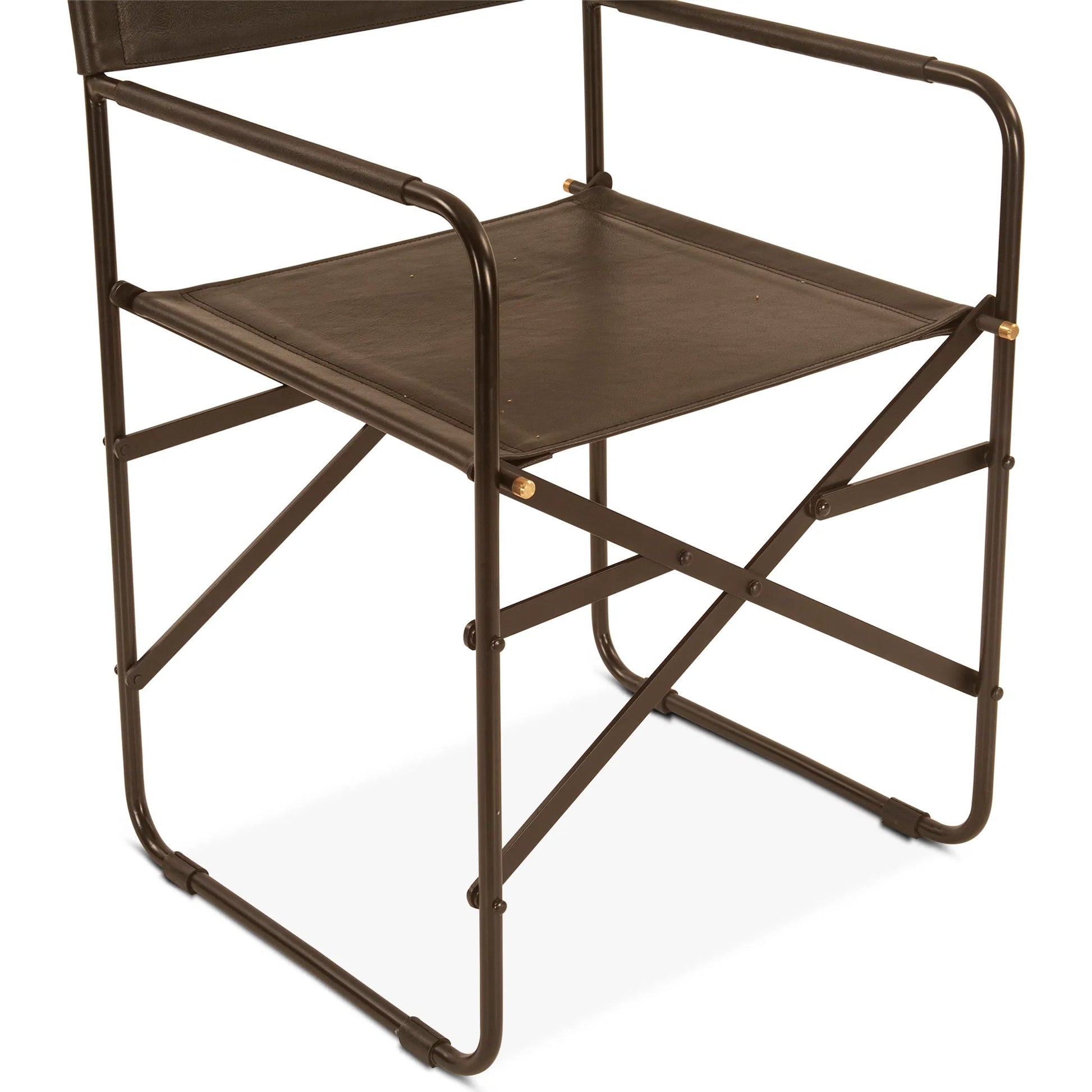 Lund 19" Director's Chair by World Interiors in black and natural. Made from buffalo leather, reclaimed iron in a traditional style.