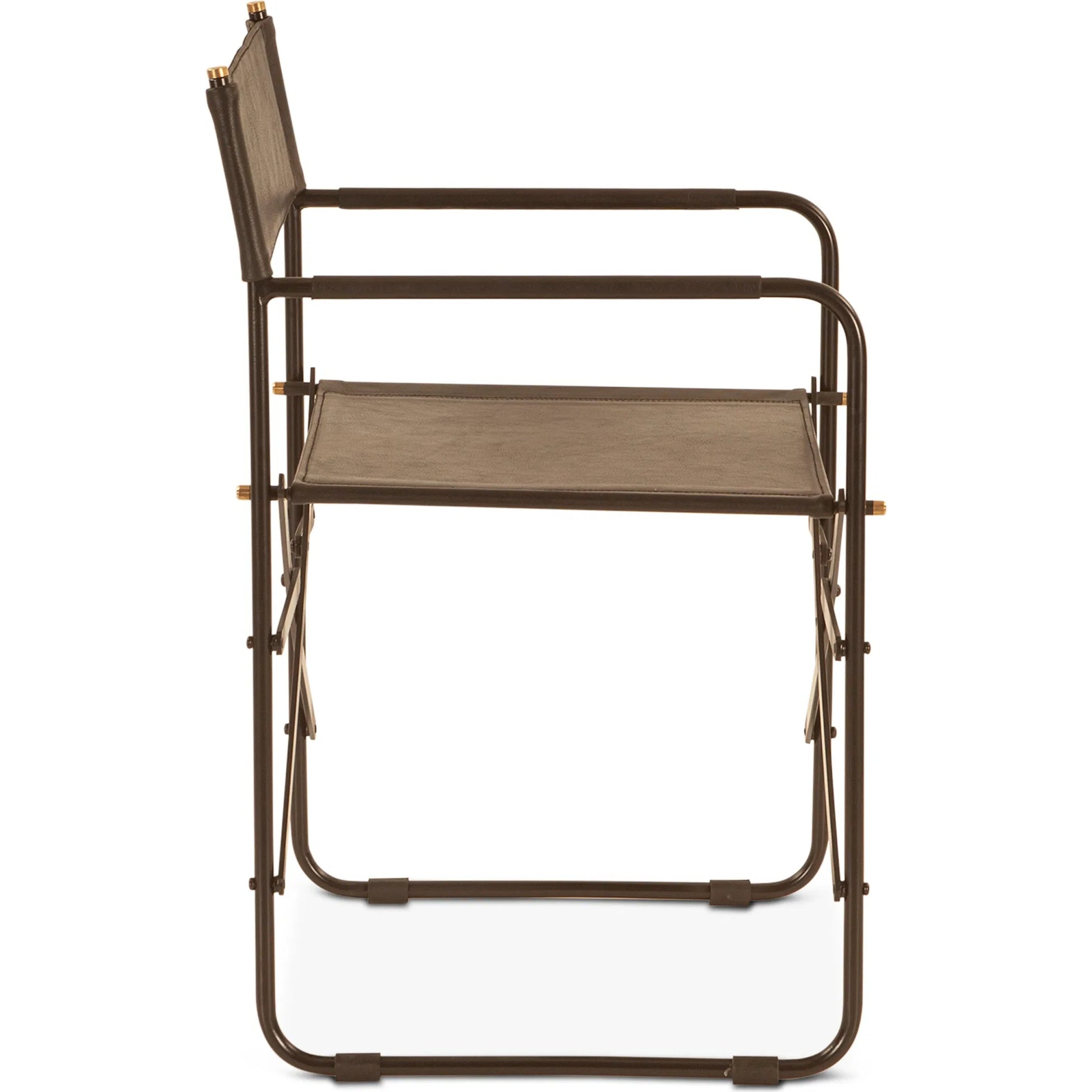 Lund 19" Director's Chair by World Interiors in black and natural. Made from buffalo leather, reclaimed iron in a traditional style.