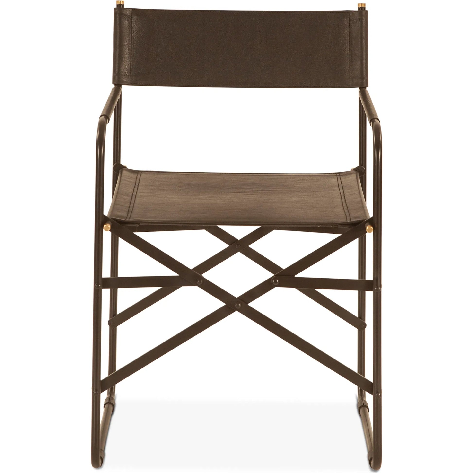 Lund 19" Director's Chair by World Interiors in black and natural. Made from buffalo leather, reclaimed iron in a traditional style.