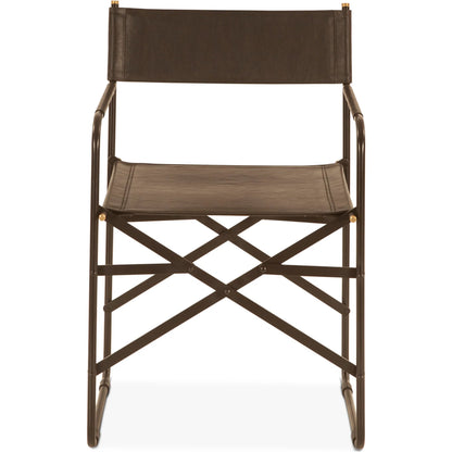 Lund 19" Director's Chair by World Interiors in black and natural. Made from buffalo leather, reclaimed iron in a traditional style.