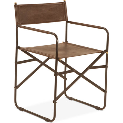 Lund 19" Director's Chair by World Interiors in black and natural. Made from buffalo leather, reclaimed iron in a traditional style.