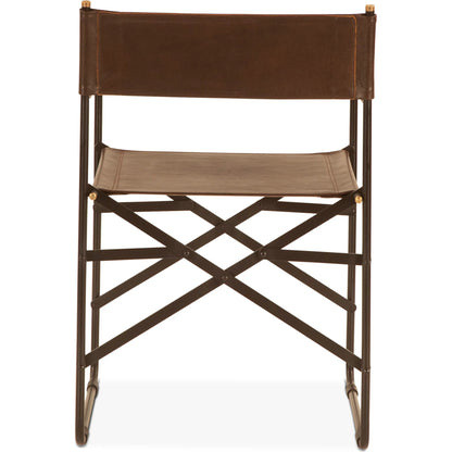 Lund 19" Director's Chair by World Interiors in black and natural. Made from buffalo leather, reclaimed iron in a traditional style.