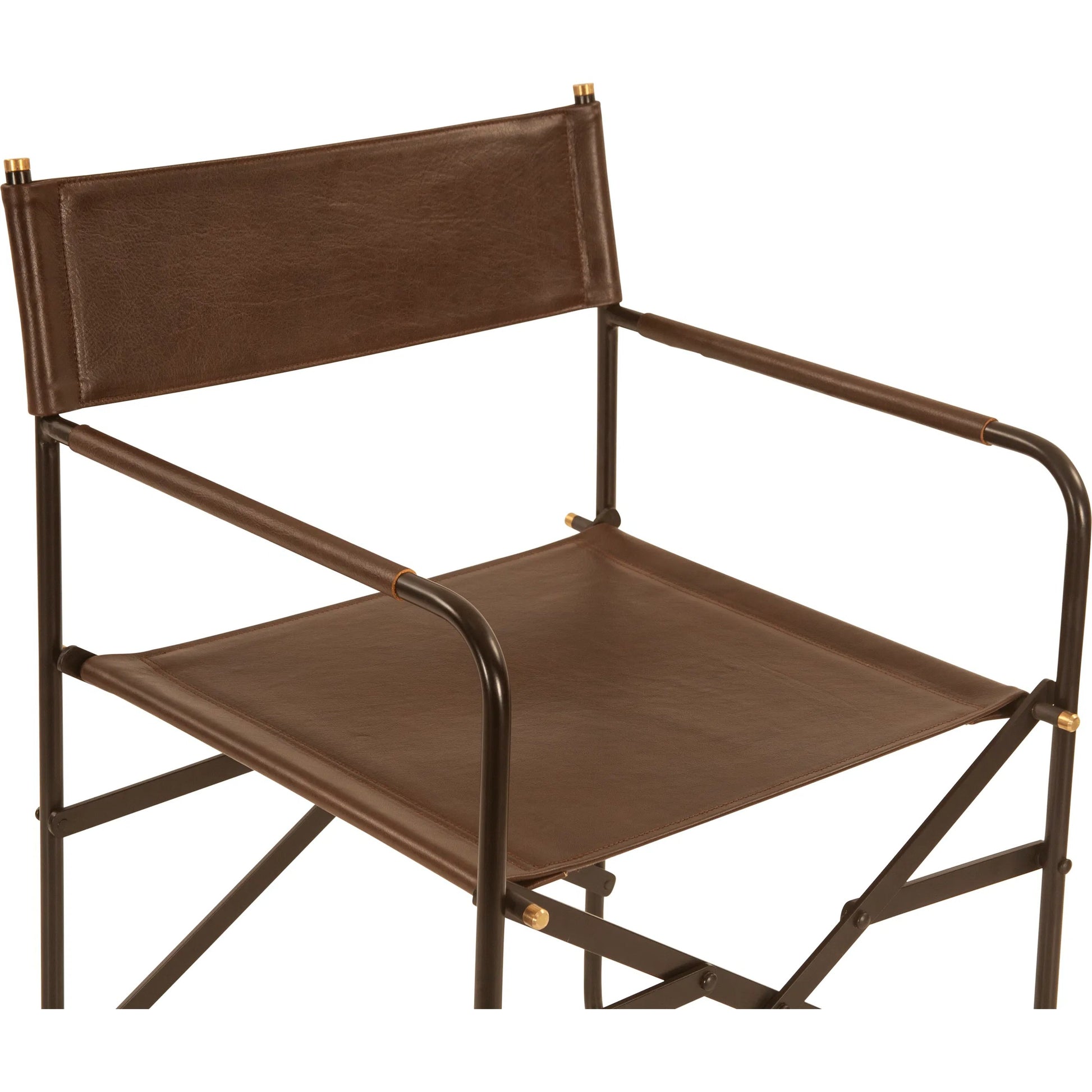 Lund 19" Director's Chair by World Interiors in black and natural. Made from buffalo leather, reclaimed iron in a traditional style.