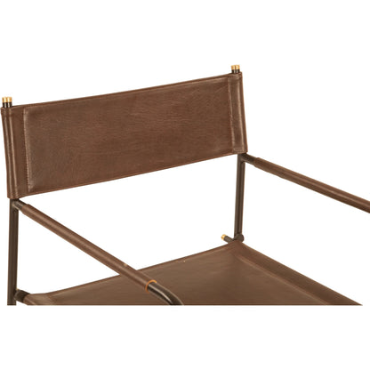 Lund 19" Director's Chair by World Interiors in black and natural. Made from buffalo leather, reclaimed iron in a traditional style.