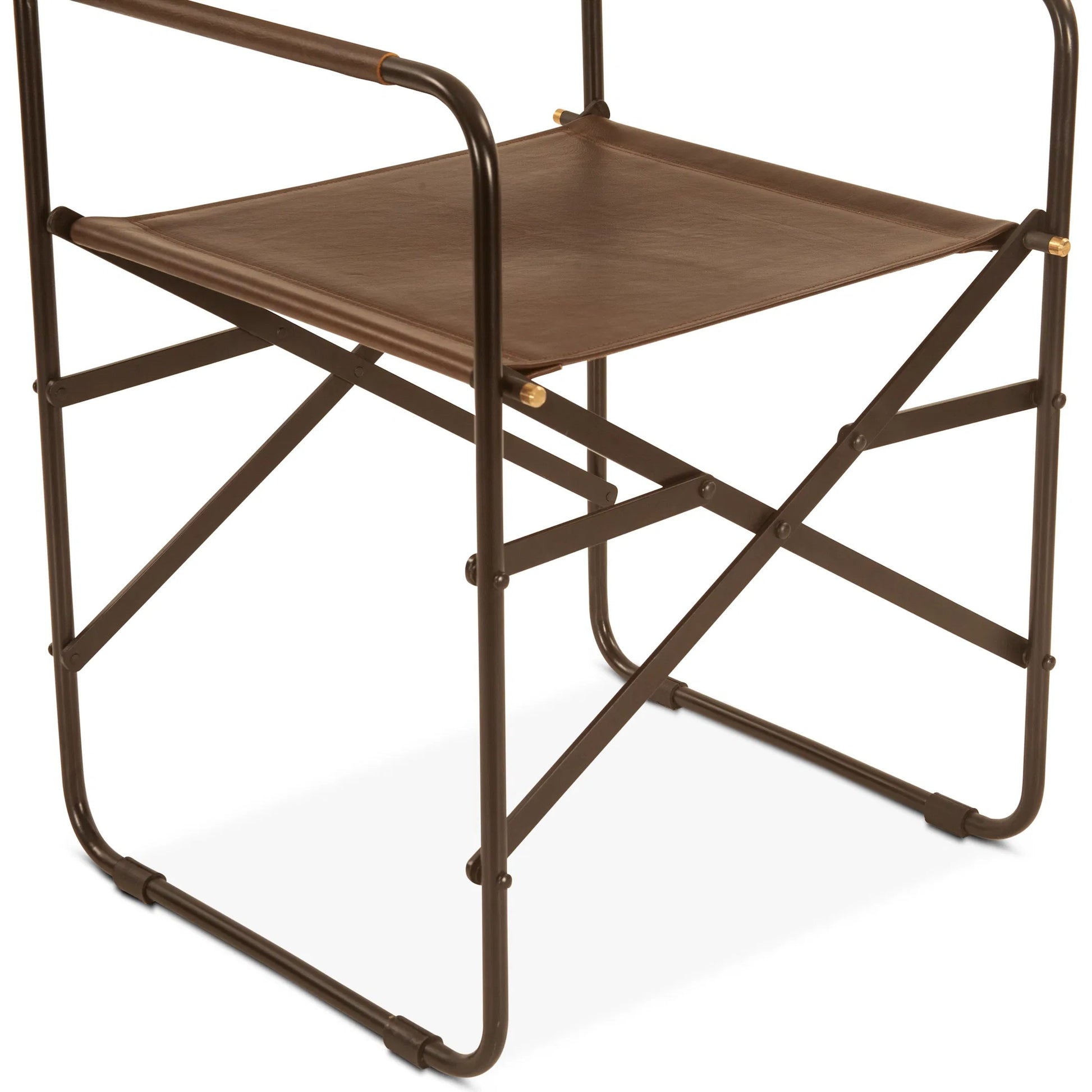 Lund 19" Director's Chair by World Interiors in black and natural. Made from buffalo leather, reclaimed iron in a traditional style.