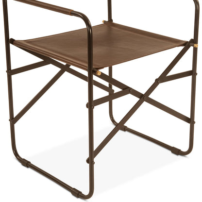 Lund 19" Director's Chair by World Interiors in black and natural. Made from buffalo leather, reclaimed iron in a traditional style.