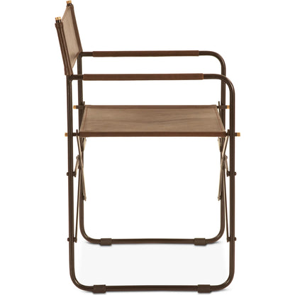 Lund 19" Director's Chair by World Interiors in black and natural. Made from buffalo leather, reclaimed iron in a traditional style.