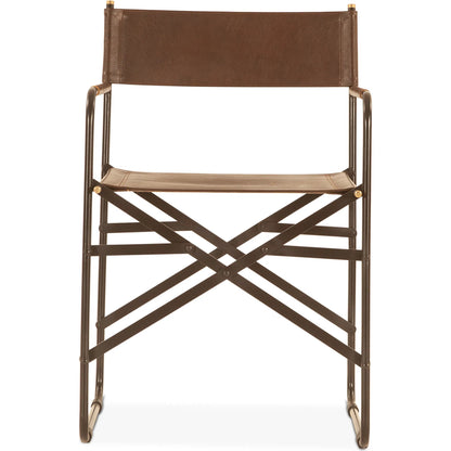 Lund 19" Director's Chair by World Interiors in black and natural. Made from buffalo leather, reclaimed iron in a traditional style.