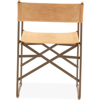 Lund Director's Chair by World Interiors in tan and powder coated black. Made from buffalo leather, reclaimed iron in a traditional style.