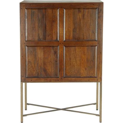 Manhattan Bar Cabinet by World Interiors in honey brown and water based. Made from mango wood, iron in a traditional style.