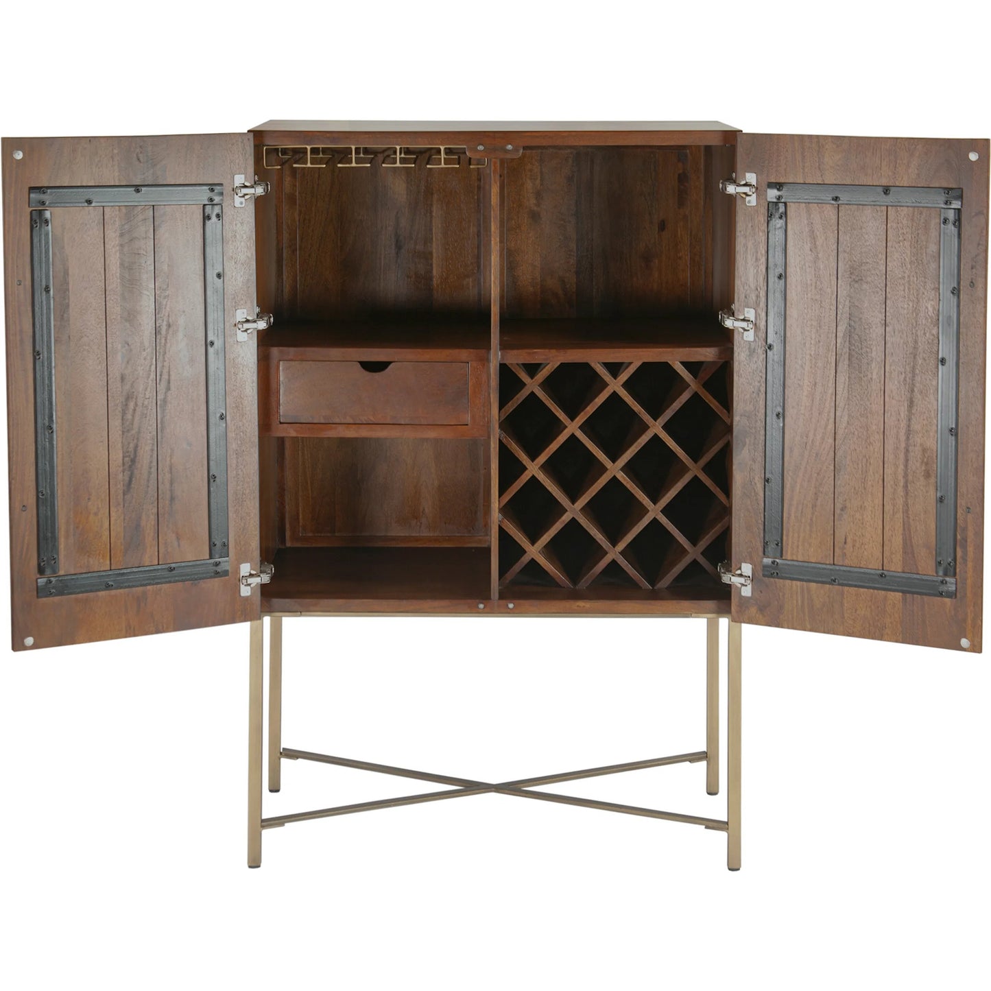 004 SI-2242941 | Additional Silo | Manhattan Bar Cabinet by World Interiors in honey brown and water based. Made from mango wood, iron in a traditional style.