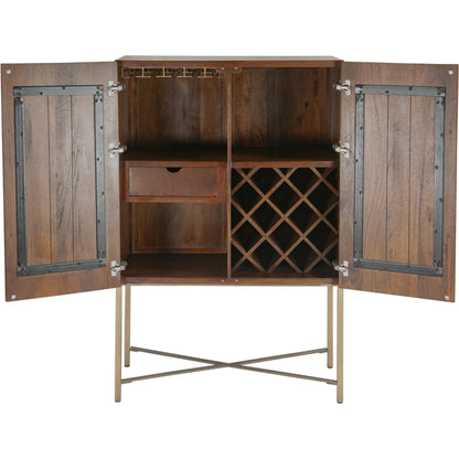 Manhattan Bar Cabinet by World Interiors in honey brown and water based. Made from mango wood, iron in a traditional style.