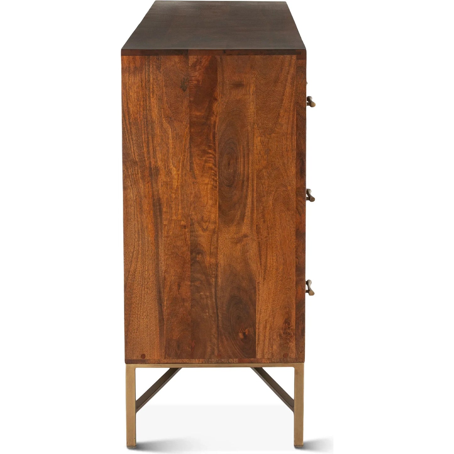 004 SI-2242942 | Additional Silo | Manhattan Retro Acacia Dresser by World Interiors in brown, gold and honey brown. Made from mango wood metal in a traditional style.