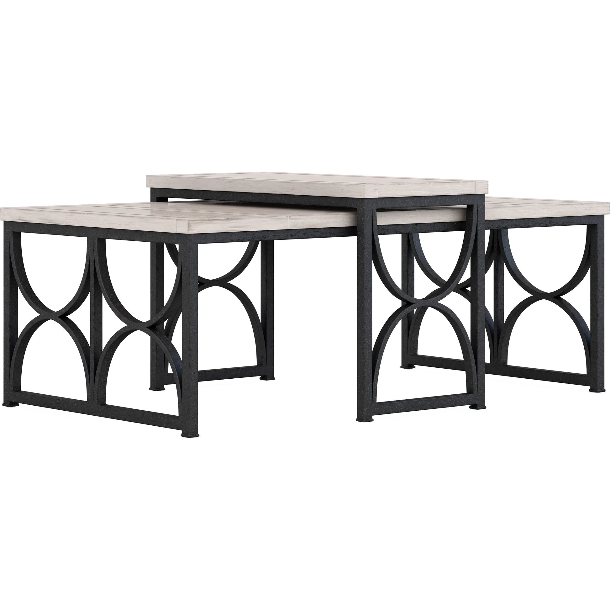 Alcove Metal Cocktail Table by A.R.T. Furniture in belgian ivory, burnished brass. Made from acacia solids, maple veneers, iron in a modern style.