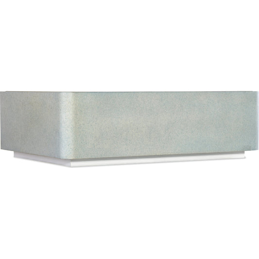 Melange Atlantis Cocktail Table by Hooker Furniture in cream, pale blue. Made from tempered glass, raffia in a modern style.