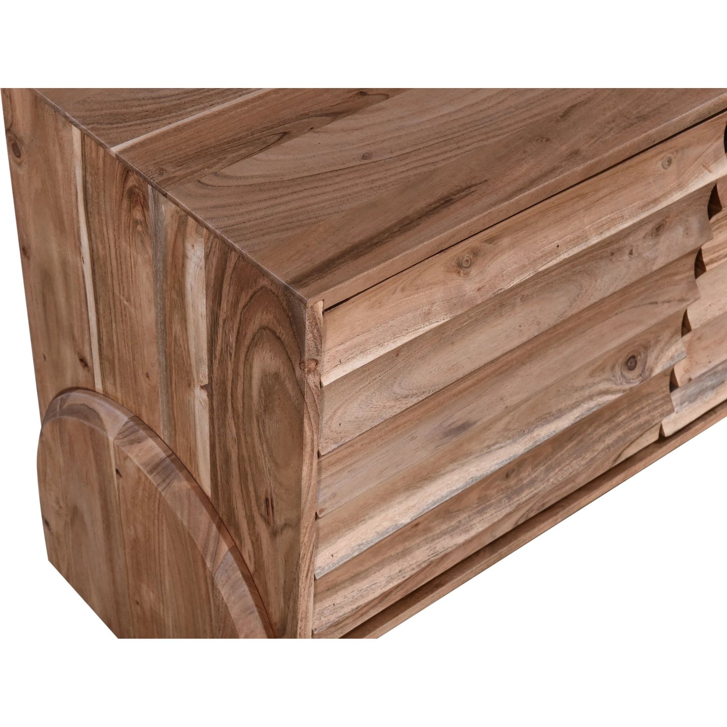 004 SI-2242803 | Closeup | Catalina Plasma Cabinet by World Interiors in brown and natural acacia. Made from acacia wood in a transitional style.