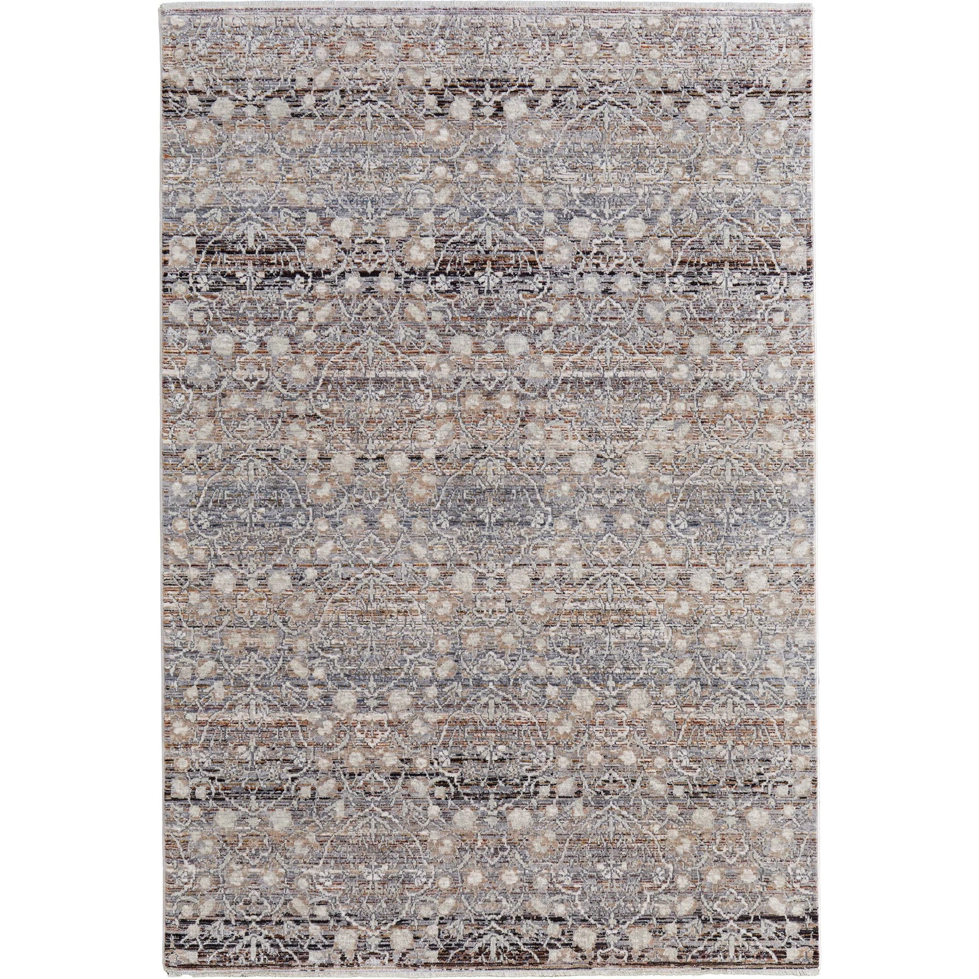 Caprio Transitional Damask Rug - 3961F by Feizy in gray, ivory, tan. Made from polyester, viscose in a unique style.