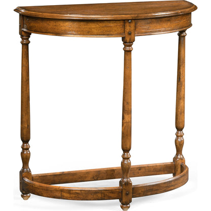 Casually Country Walnut Demilune Console Table by Jonathan Charles in country farmhouse walnut. Made from acacia in a traditional style.