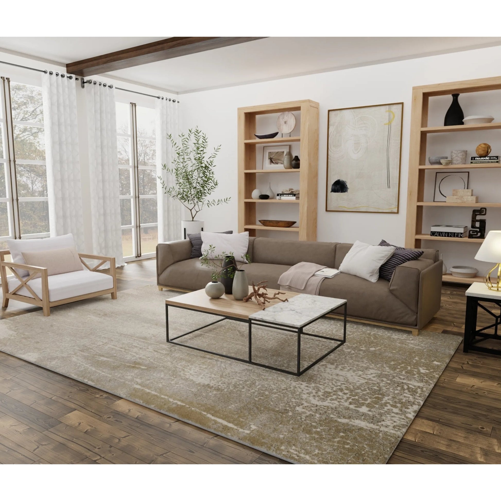 Aura Rug - 3739F by Feizy in ivory, gray, gold. Made from polyester, polypropylene in a unique style.