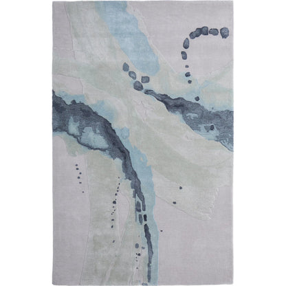 Kawai Rug - KAW8986F by Feizy in green, blue, ivory. Made from wool, viscose in a unique style.