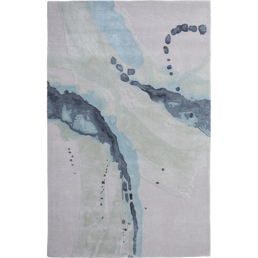 Kawai Rug - KAW8986F by Feizy in green, blue, ivory. Made from wool, viscose in a unique style.