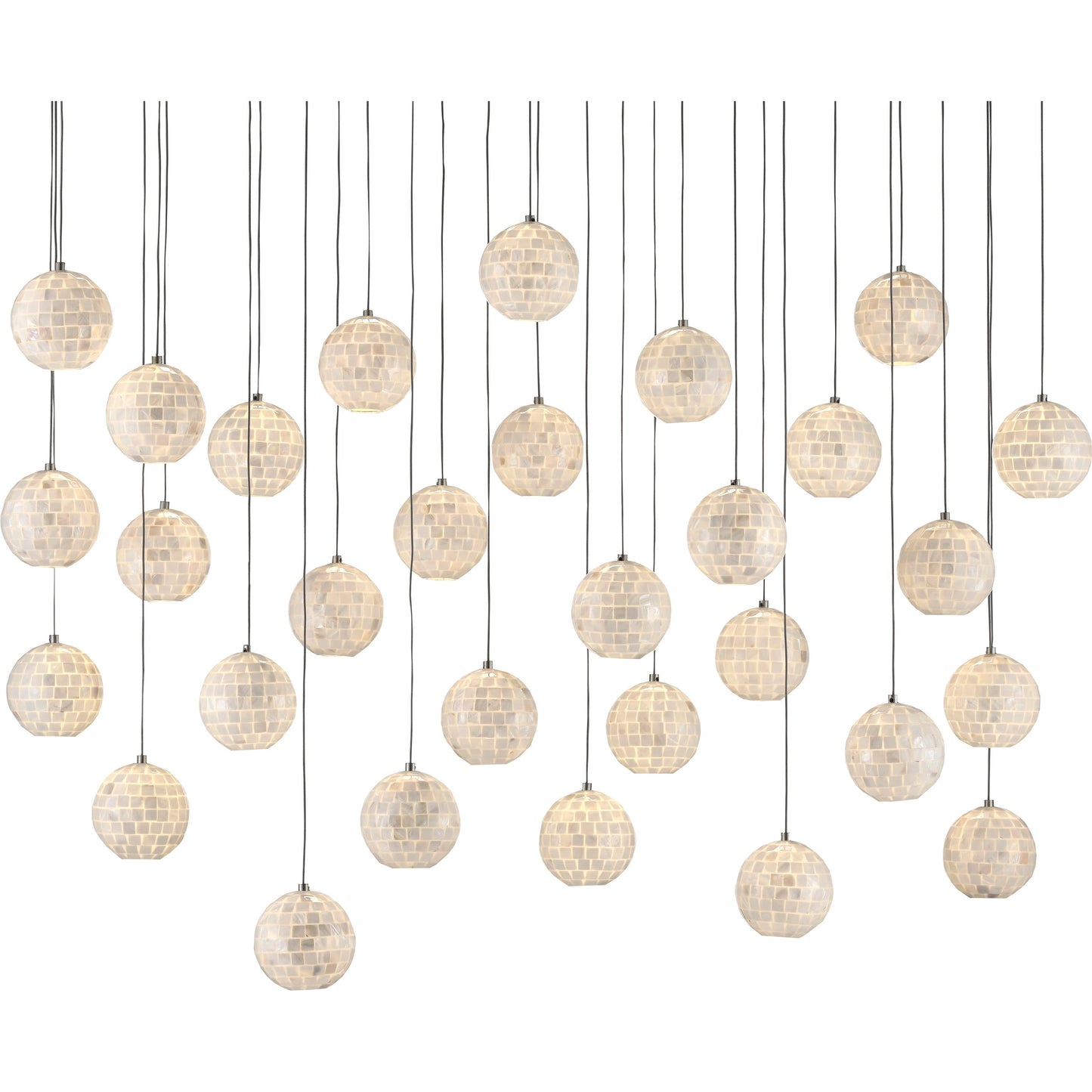 002 SR-890115 | Primary Silo | Finhorn Linear Pendant by Currey and Company in painted silver, pearl. Made from metal, mother of pearl in a modern style.