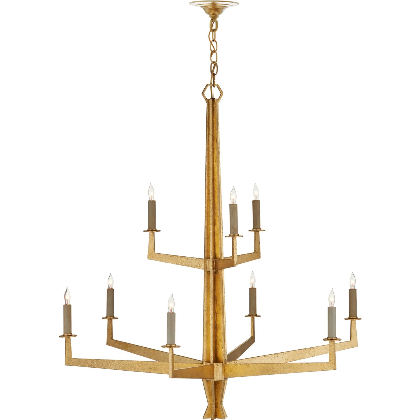 009 SI-2191725 | Additional Silo | Goldfinch Chandelier by Currey and Company in washed lucerne gold. Made from wrought iron in a modern style.