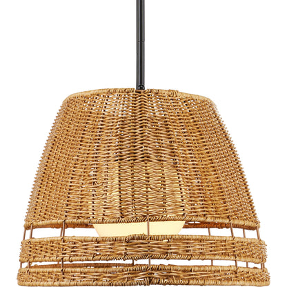 Barbary Oval Outdoor Chandelier by Currey and Company in natural, black, frosted white. Made from all-weather wicker, metal, glass in a rustic style.