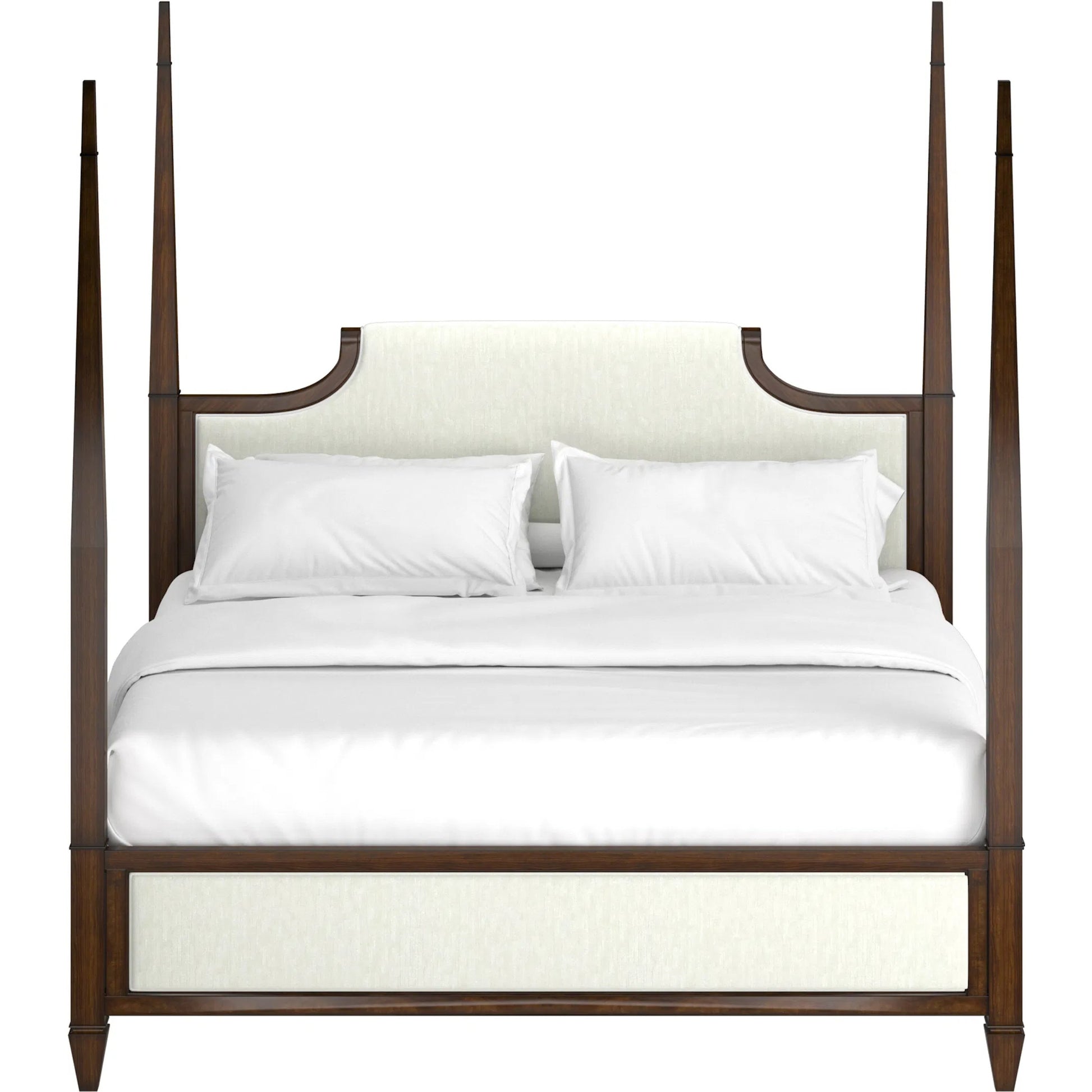 Eave Upholstered Bed by A.R.T. Furniture in off-white and hazelnut. Made from poplar, parawood solids, walnut veneer in a traditional style.