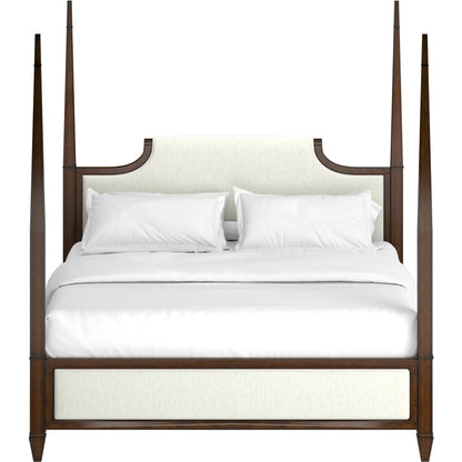 Eave Upholstered Bed by A.R.T. Furniture in off-white and hazelnut. Made from poplar, parawood solids, walnut veneer in a traditional style.