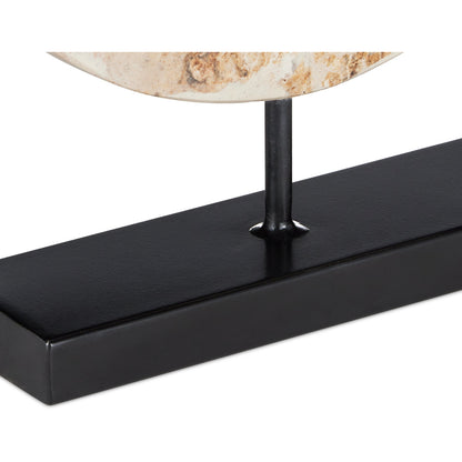 Wes Marble Disc by Currey and Company in natural, black. Made from stone, iron in a modern style.