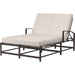 La Jolla Outdoor Double Chaise by Sunset West in browns. Made from aluminum in a modern style.