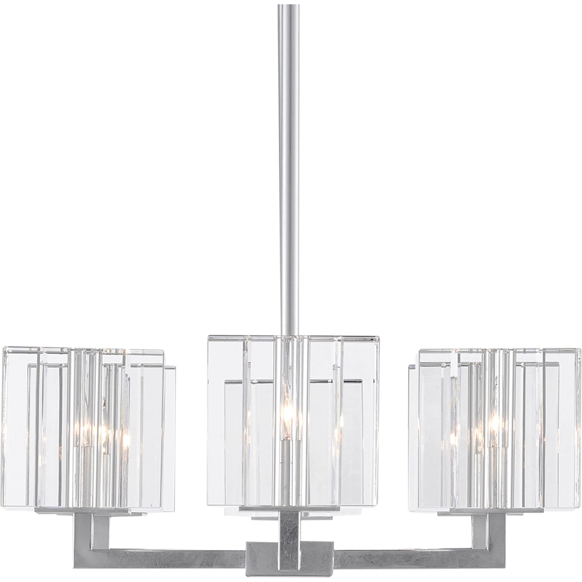 Valerio Chandelier by Currey and Company in silver leaf. Made from metal, optic crystal in a modern style.