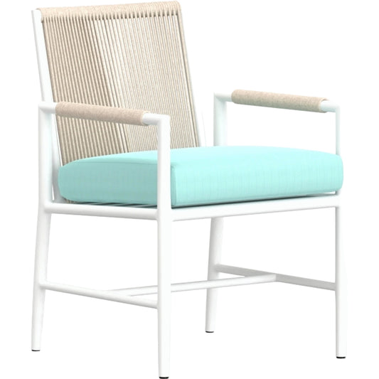 Sabbia Outdoor Dining Chair by Sunset West in white. Made from olefin rope in a coastal style.