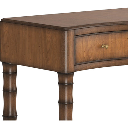 Harbor Sofa Table by A.R.T. Furniture in deep woods. Made from rubber wood solid, prima vera quarter cut, light figure veneer in a traditional style.