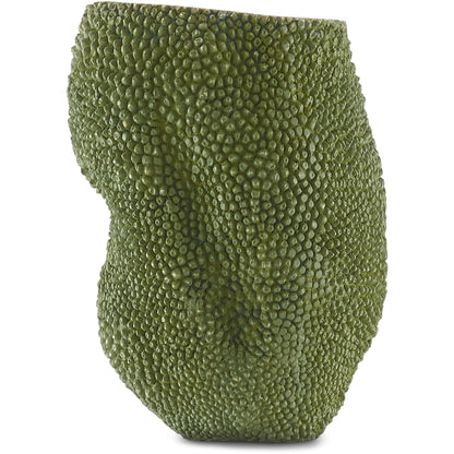 Jackfruit Vase by Currey and Company in green, gold. Made from bronze in a coastal style.