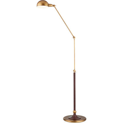 Libretto Floor Lamp by Currey and Company in antique brass, brownish red. Made from metal, faux leather in a modern style.