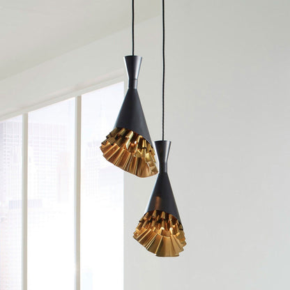 Ruffle Pendant Lamp by Phillips Collection in black, gold and brass. Made from metal in a eclectic & global style.