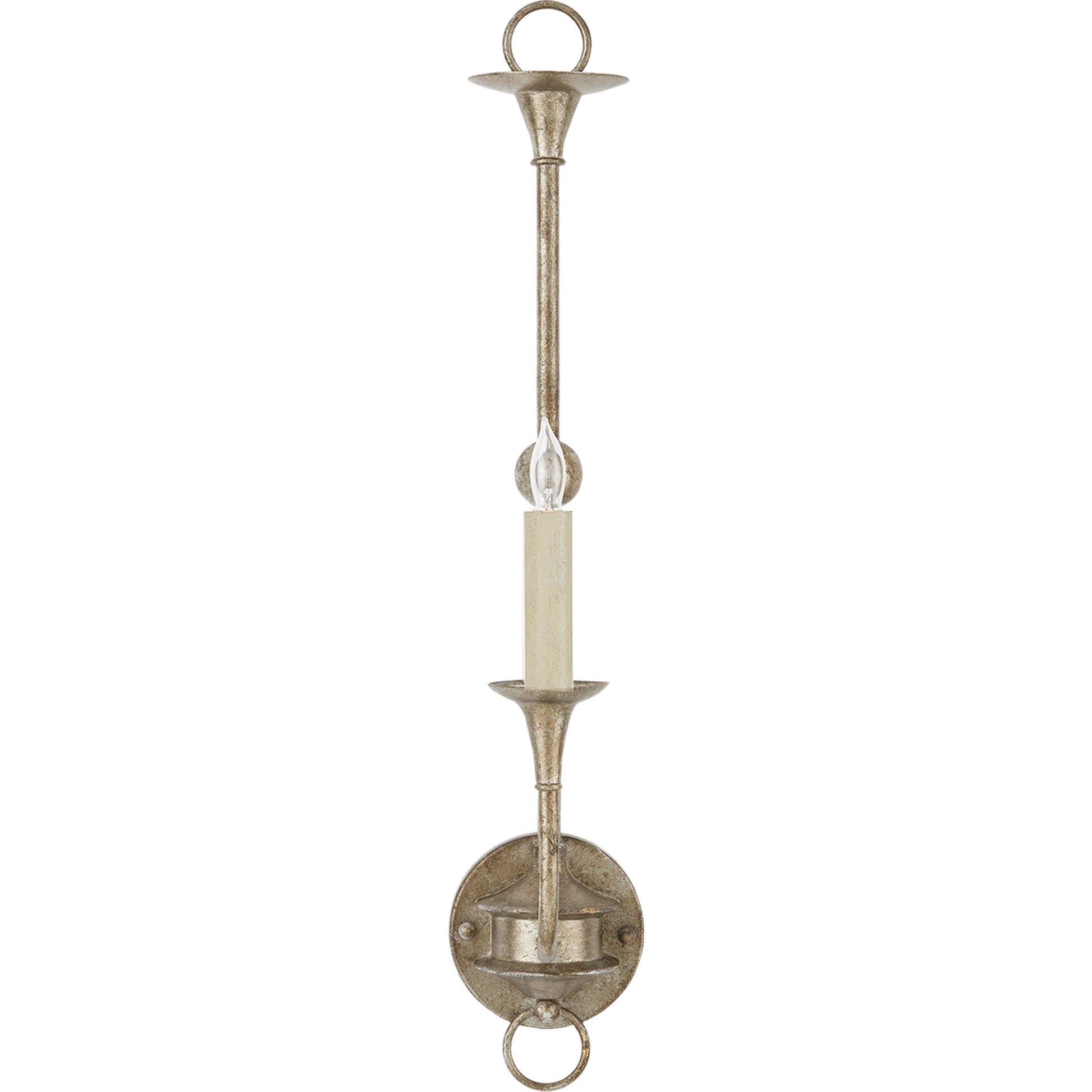 Nottaway Single Wall Sconce by Currey and Company. Made from wrought iron in a traditional style.
