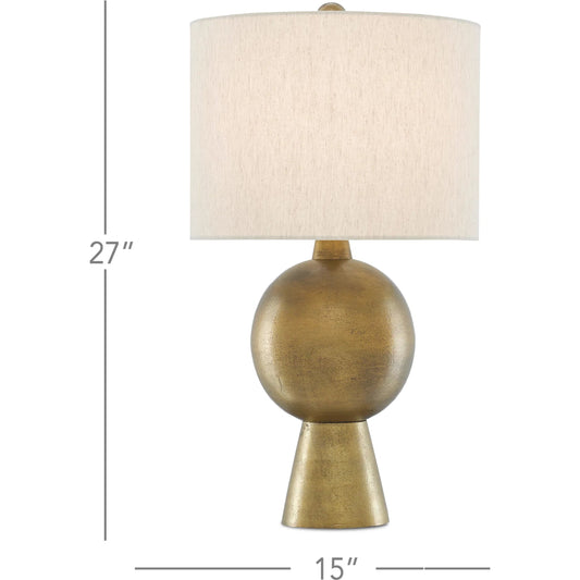 Rami Table Lamp by Currey and Company in antique brass. Made from aluminum in a eclectic & global style.