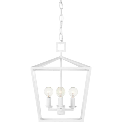 Denison Chandelier by Currey and Company in gesso white. Made from wrought iron in a modern style.