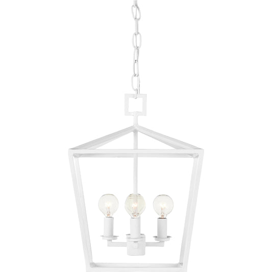 Denison Chandelier by Currey and Company in gesso white. Made from wrought iron in a modern style.