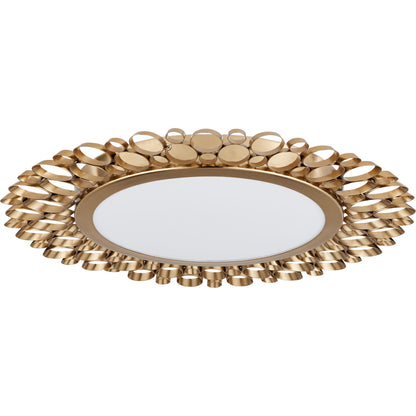 Antares Flush Mount by Currey and Company in antique brass, white. Made from metal, brass, glass in a modern style.
